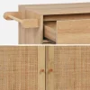 Kitchen sideboard wood decor and cane 1 handle 1 drawer 2 doors
