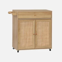 Kitchen sideboard wood decor and cane 1 handle 1 drawer 2 doors