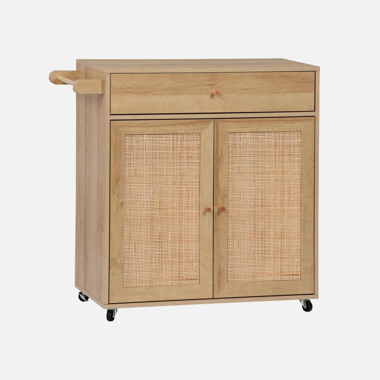 Kitchen sideboard wood decor and cane 1 handle 1 drawer 2 doors