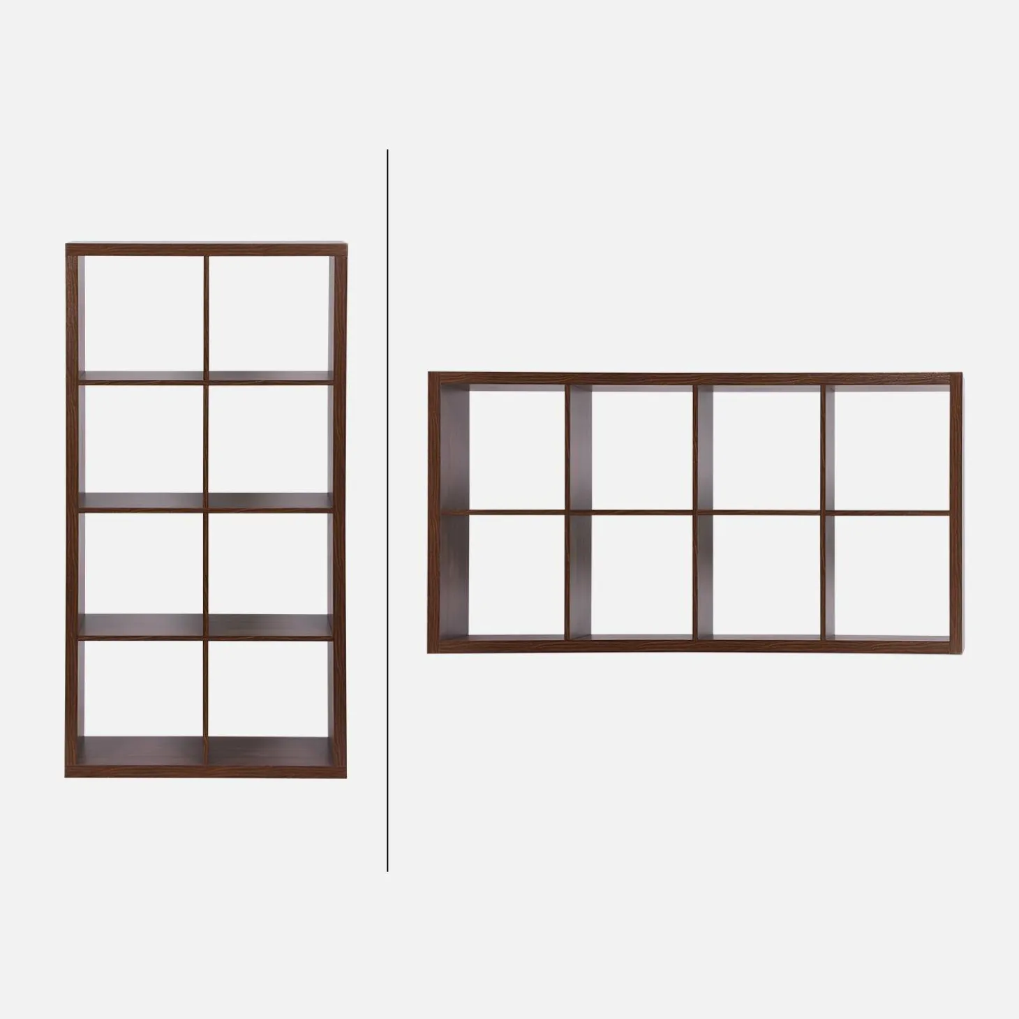 4-level bookshelf with 8 compartments
