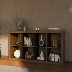 4-level bookshelf with 8 compartments
