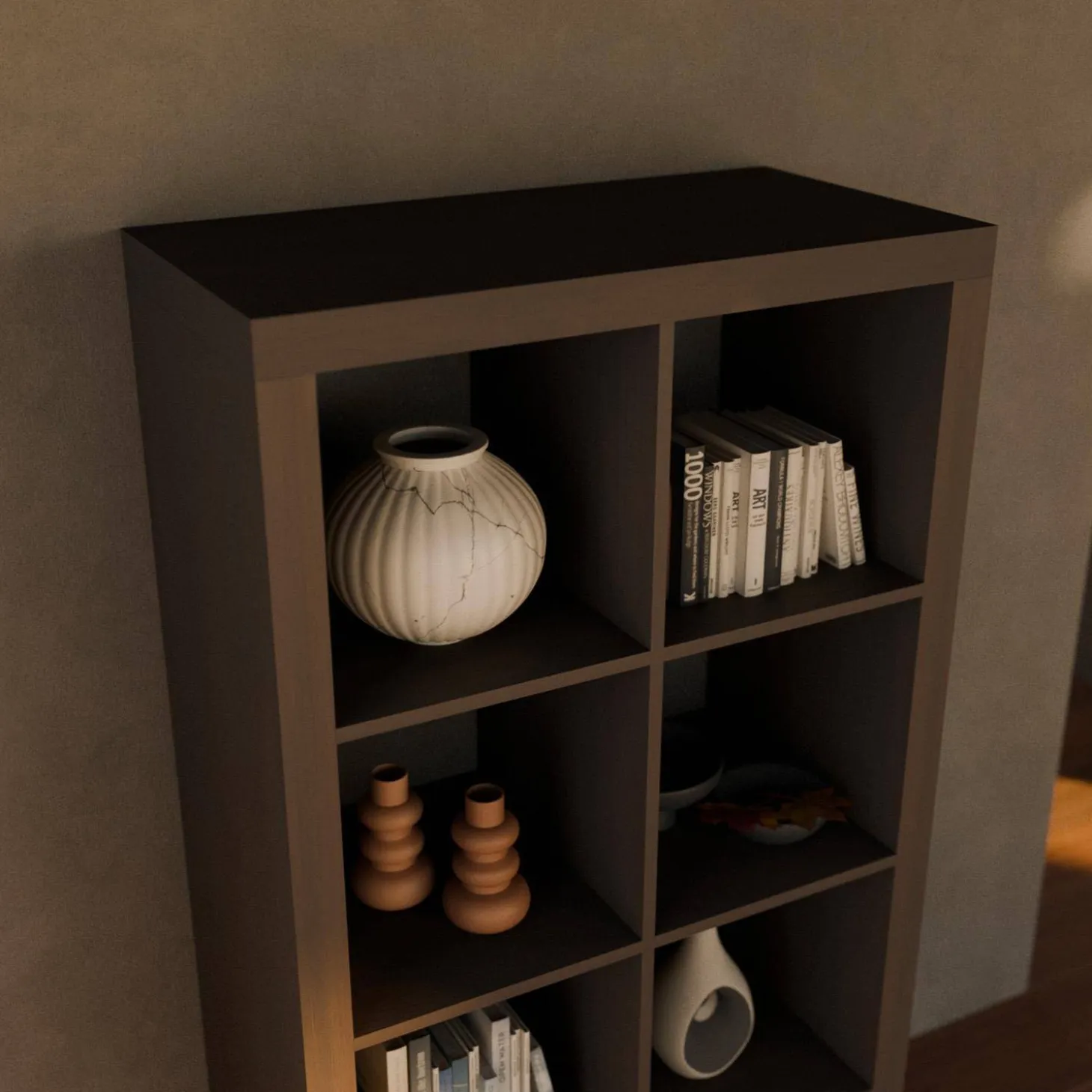 4-level bookshelf with 8 compartments
