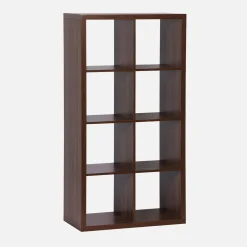 4-level bookshelf with 8 compartments