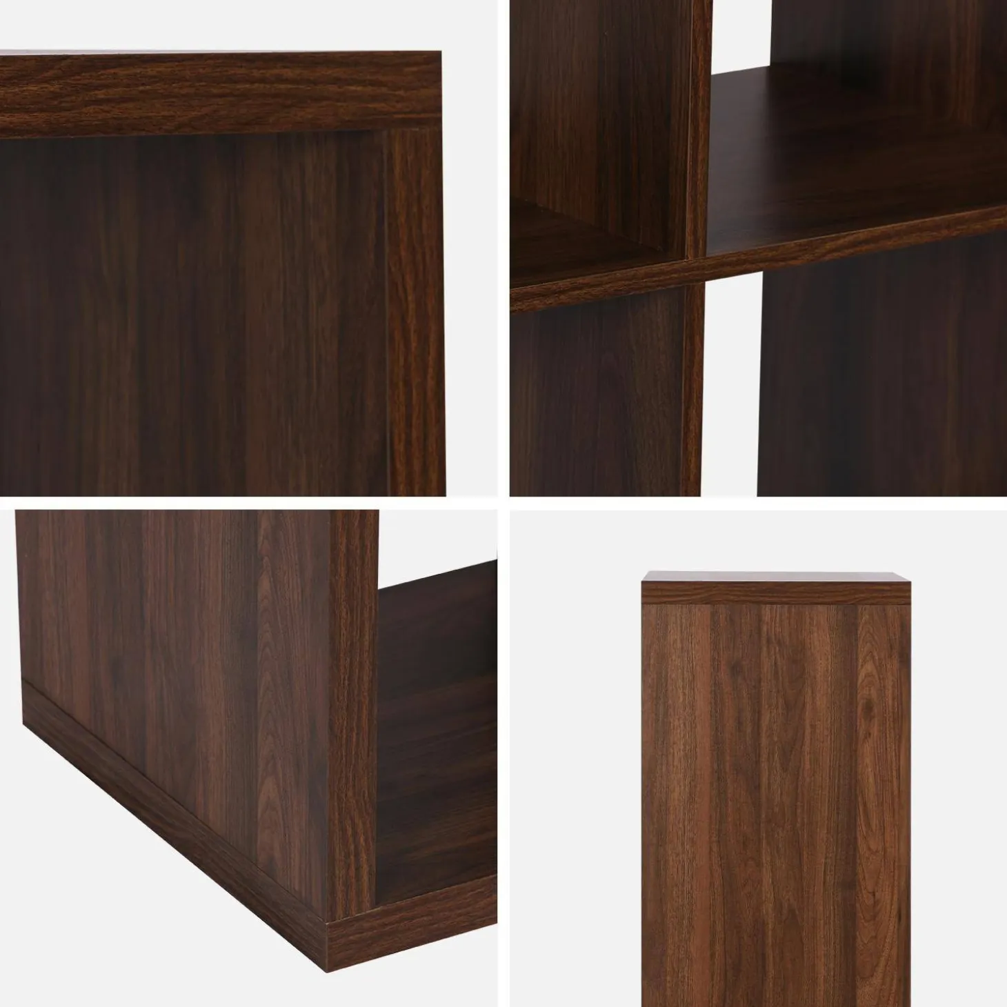 4-level bookshelf with 8 compartments