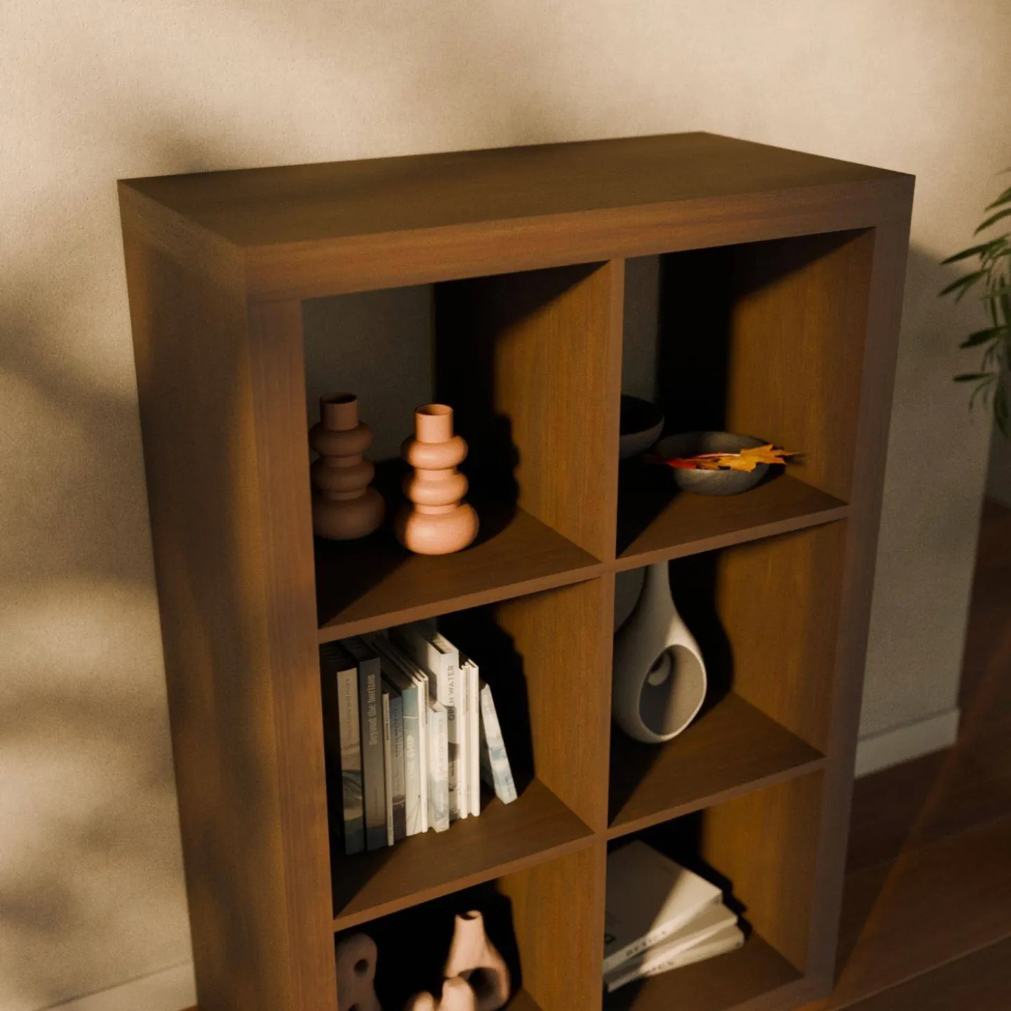 2-level bookshelf with 6 compartments