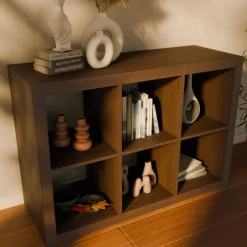 2-level bookshelf with 6 compartments