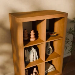 2-level bookshelf with 6 compartments