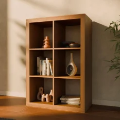 2-level bookshelf with 6 compartments