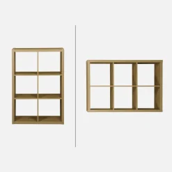 2-level bookshelf with 6 compartments