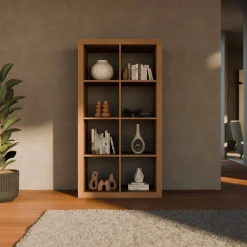 4-level bookshelf with 8 compartments