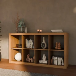 4-level bookshelf with 8 compartments