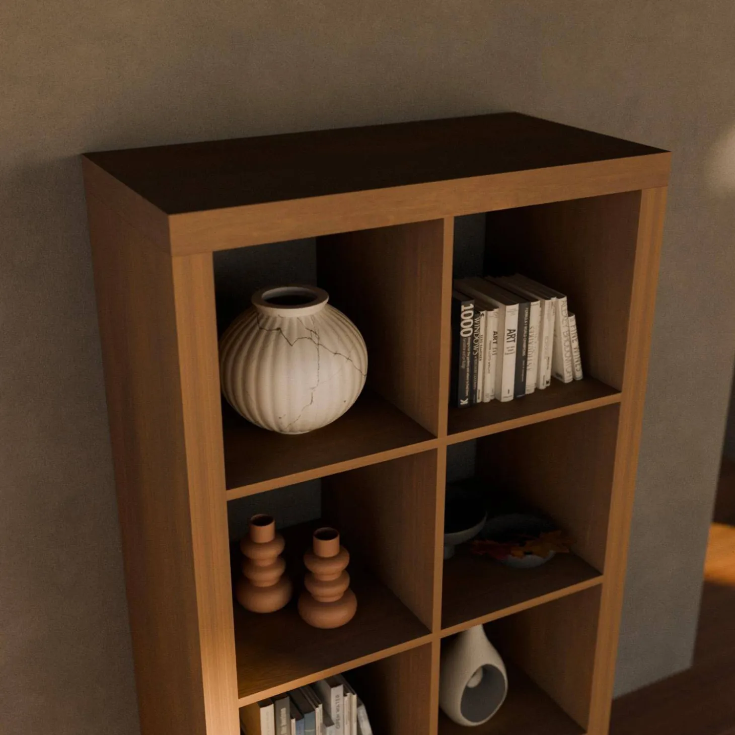 4-level bookshelf with 8 compartments
