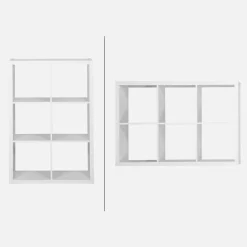 2-level bookshelf with 6 compartments