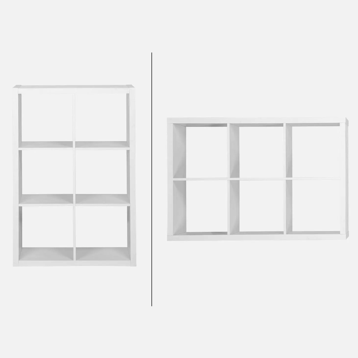 2-level bookshelf with 6 compartments