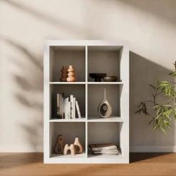 2-level bookshelf with 6 compartments