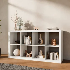 4-level bookshelf with 8 compartments