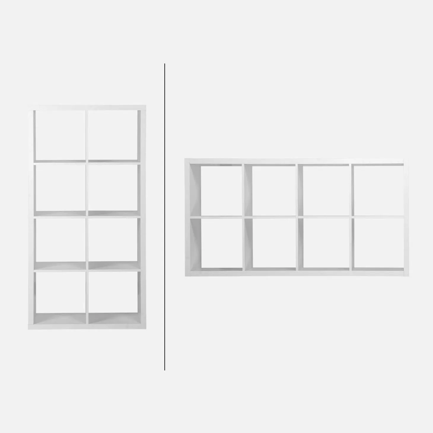 4-level bookshelf with 8 compartments