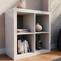2-level cubic bookshelf with 4 compartments