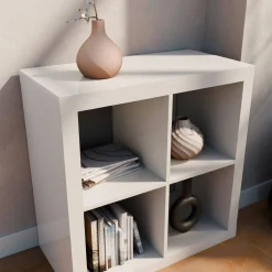 2-level cubic bookshelf with 4 compartments