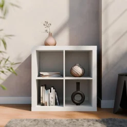 2-level cubic bookshelf with 4 compartments