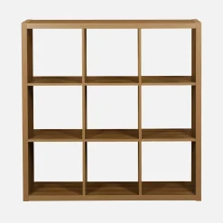 3-level cubic bookshelf with 9 compartments