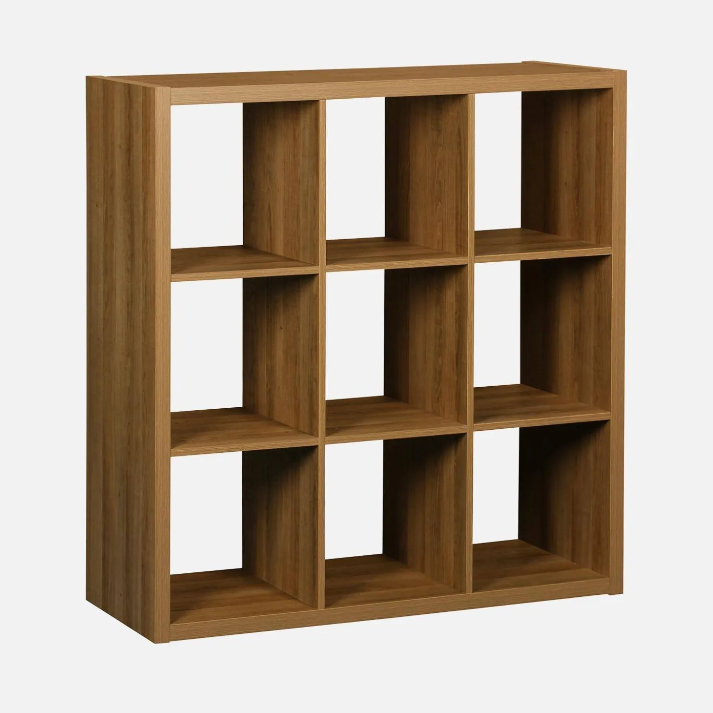 3-level cubic bookshelf with 9 compartments