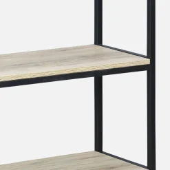 3-level industrial bookcase with wood and metal effect