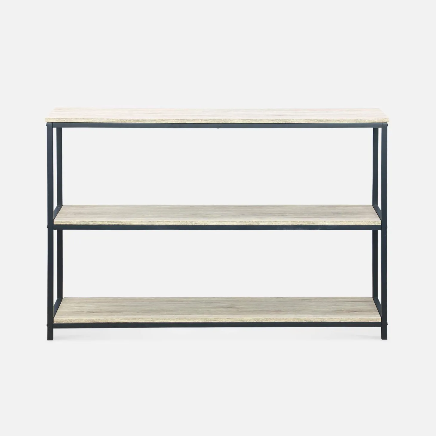 3-level industrial bookcase with wood and metal effect