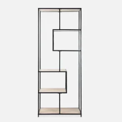 6-level industrial bookshelf in metal and wooden effect