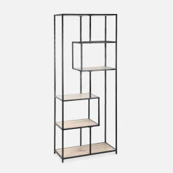 6-level industrial bookshelf in metal and wooden effect