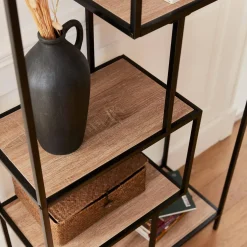 6-level industrial bookshelf in metal and wooden effect