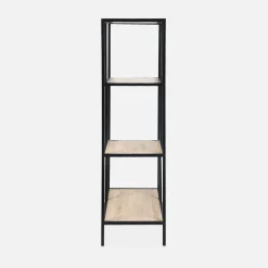 4-level industrial bookshelf in metal and wood effect