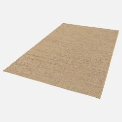 Light jute-effect interior/exterior carpet with coloured accents