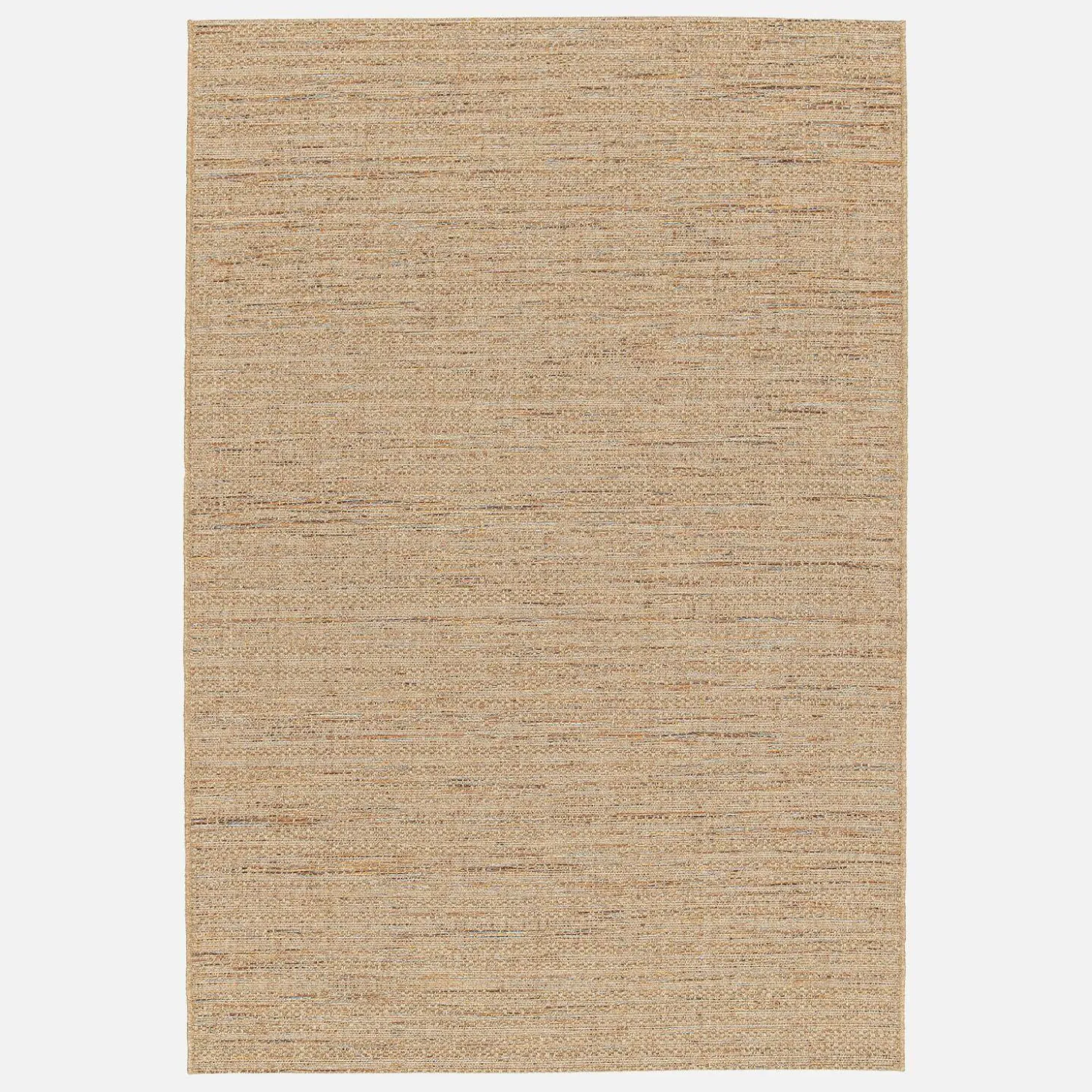 Light jute-effect interior/exterior carpet with coloured accents