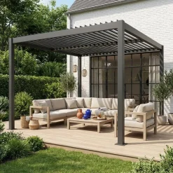 Louvered pergola aluminium and steel 3.6 x 3.6m
