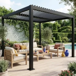 Louvered pergola aluminium and steel 3 x 3m
