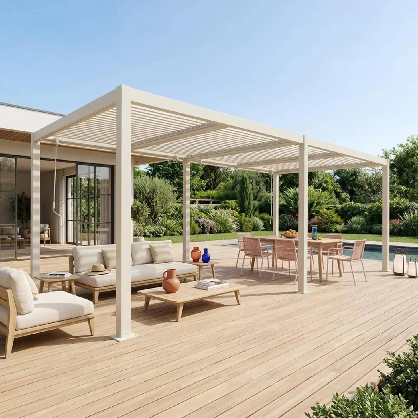 Louvered pergola aluminium and steel 6 x 3m