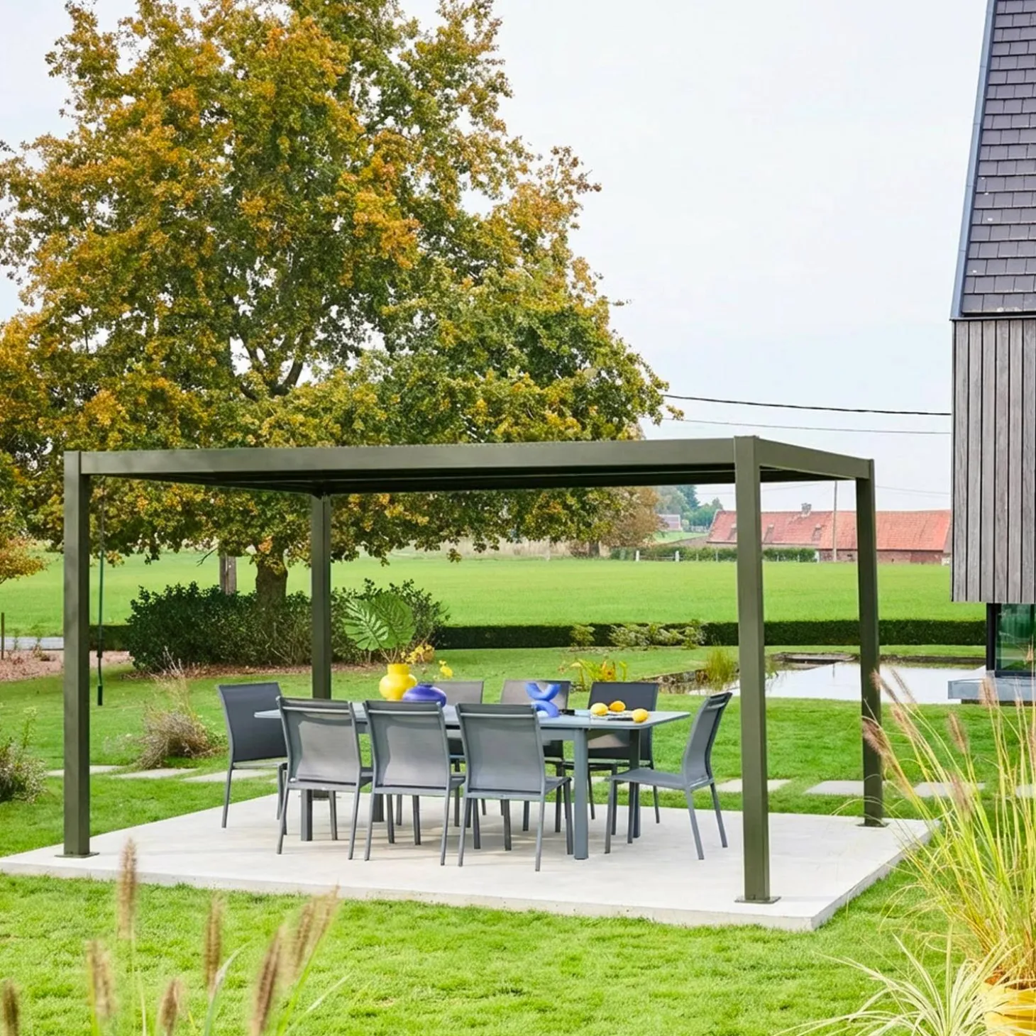 Louvered pergola aluminium and steel 4 x 3m