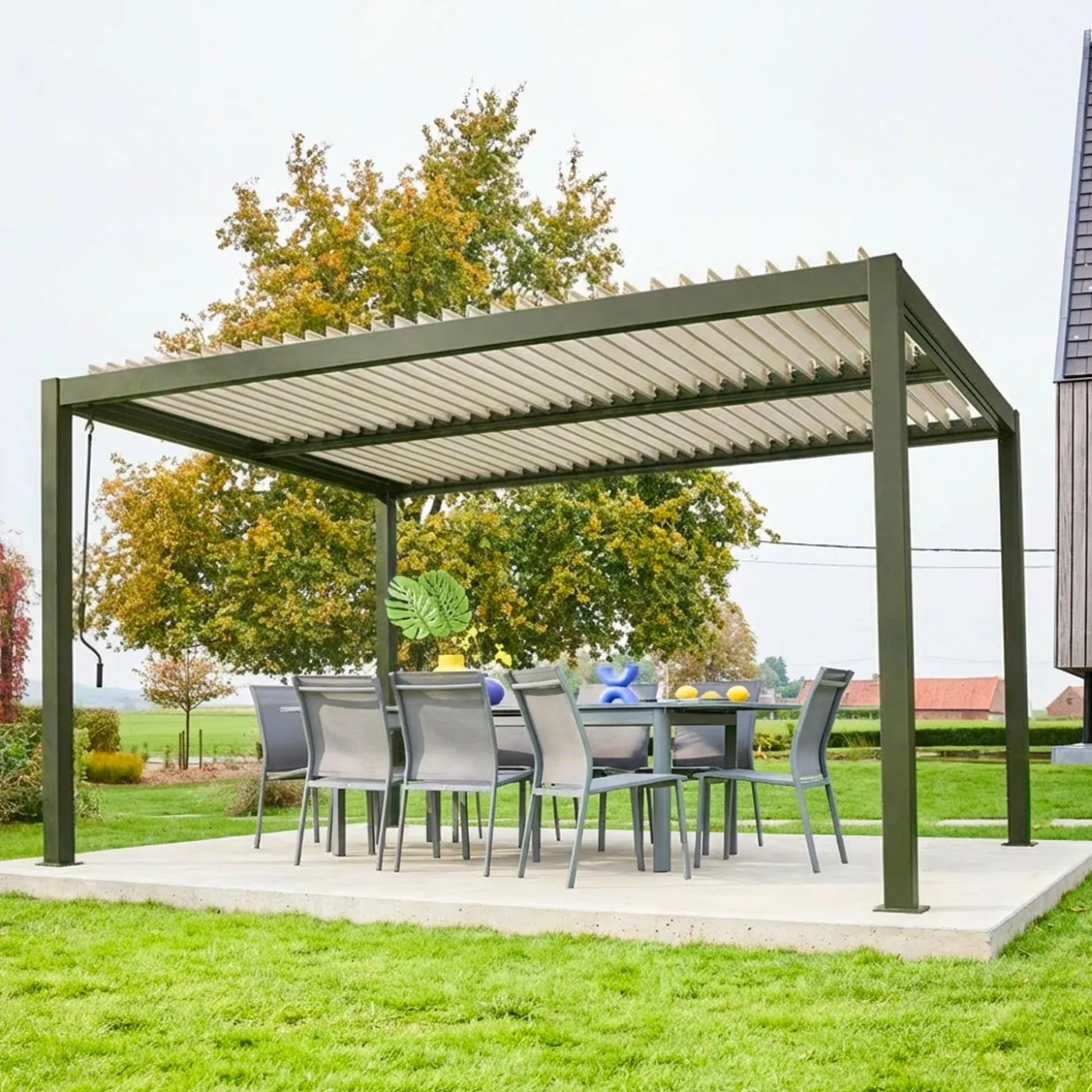Louvered pergola aluminium and steel 4 x 3m