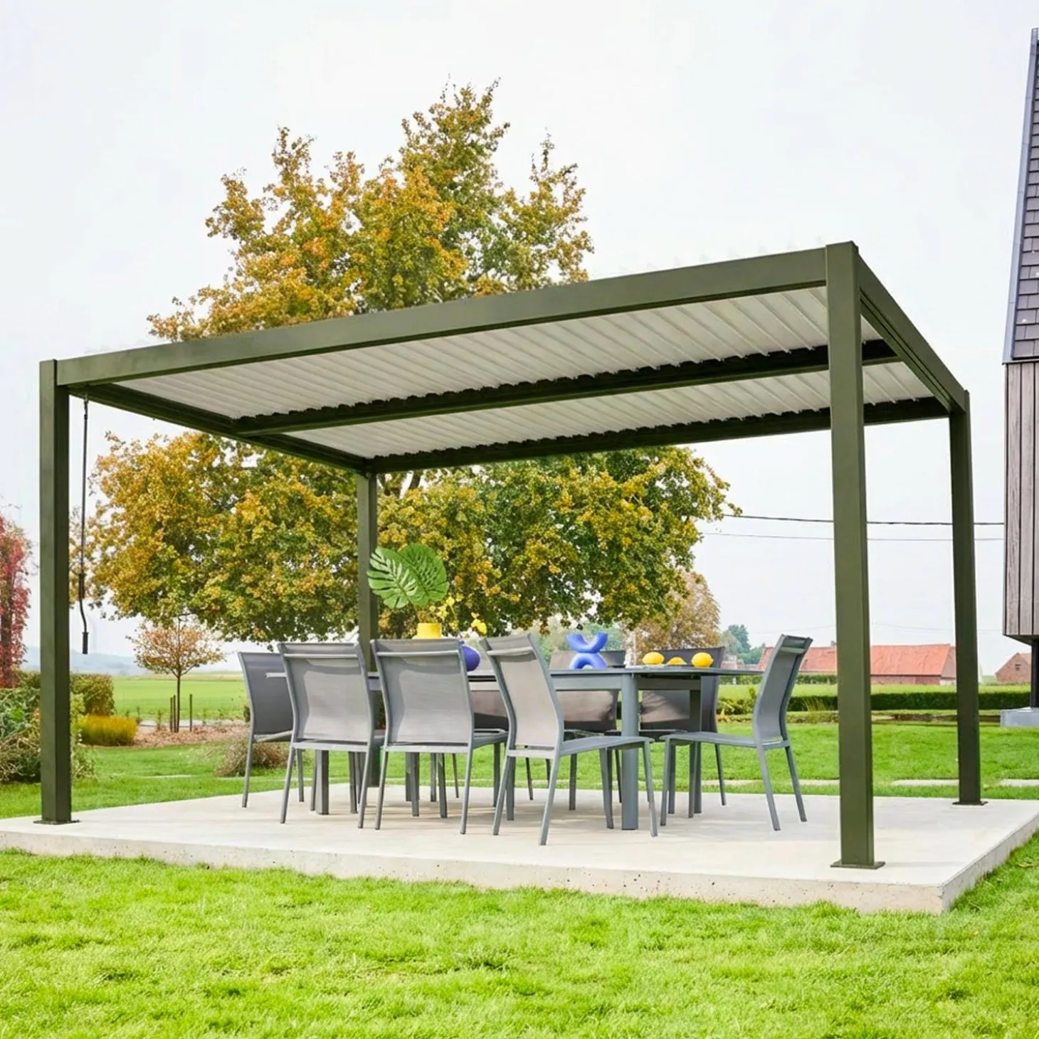 Louvered pergola aluminium and steel 4 x 3m