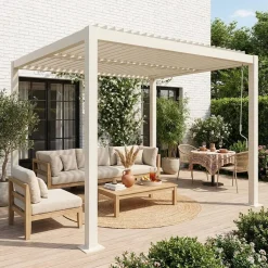 Louvered pergola aluminium and steel 3 x 3m