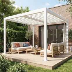 Louvered pergola aluminium and steel 3 x 3m