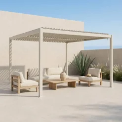 Louvered pergola aluminium and steel 3.6 x 3.6m