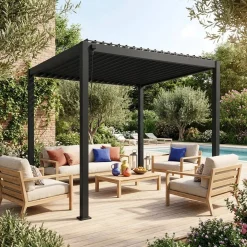 Louvered pergola aluminium 3 x 3m V2