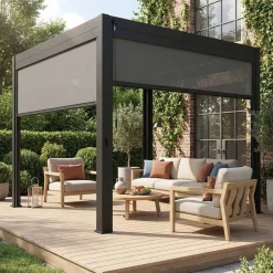Louvered pergola aluminium 3 x 3m V2 and 2 3m blinds