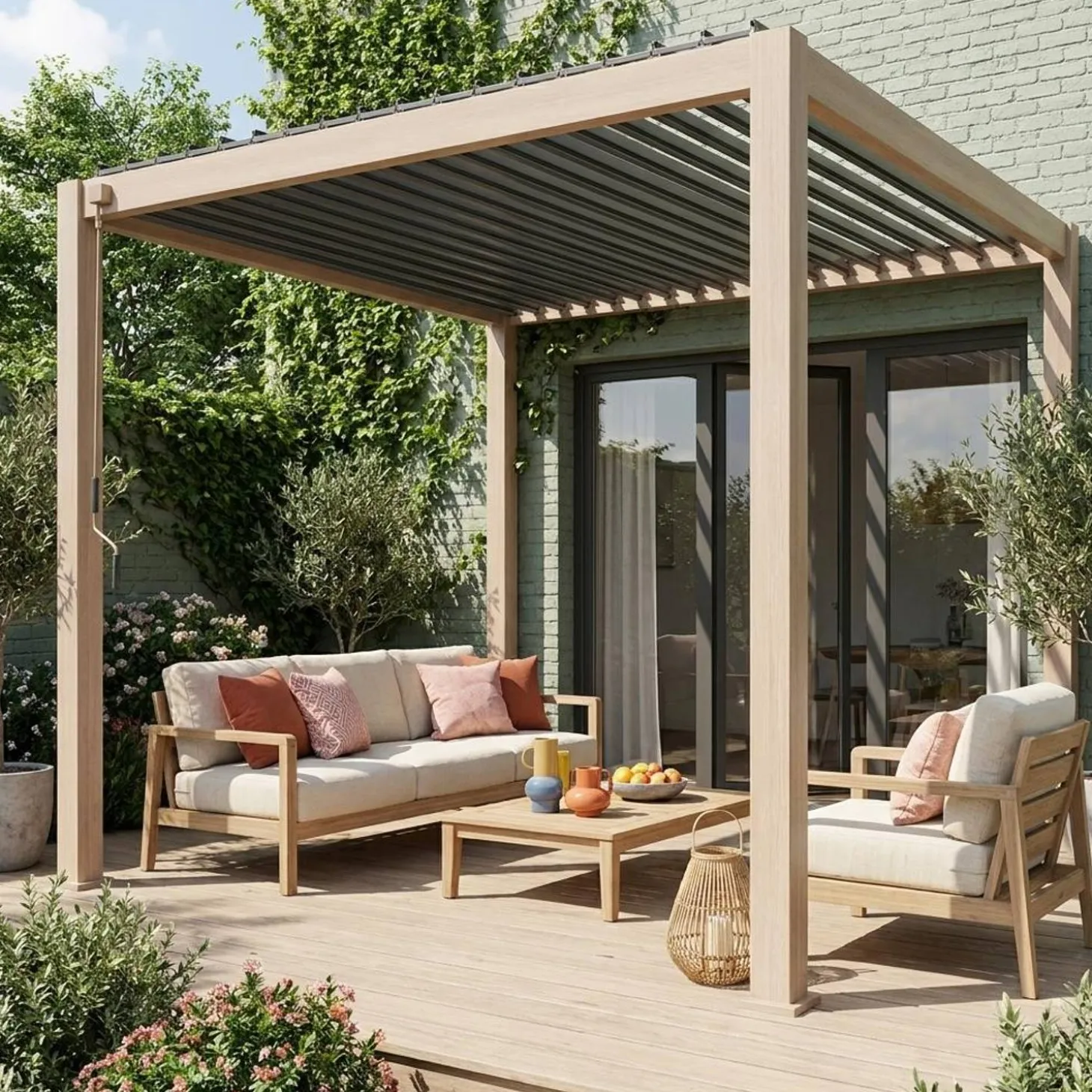 Louvered pergola aluminium 3 x 3m V2