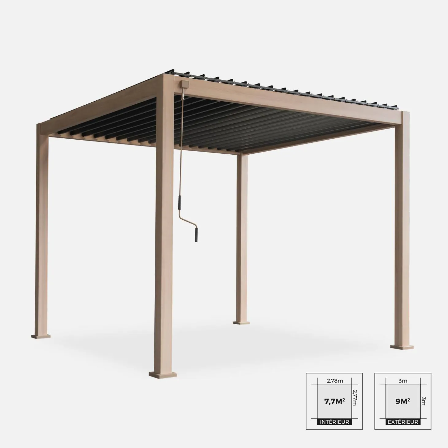Louvered pergola aluminium 3 x 3m V2