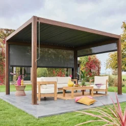 Louvered pergola aluminium 4 x 3m with a 3m blind and a 4m blind