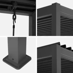 Louvered pergola aluminum and steel 3x3m