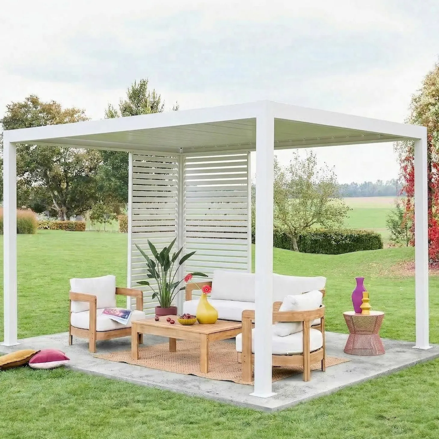 Louvered pergola Triomphe 3x4m + louvers 100cm + louvers 130cm